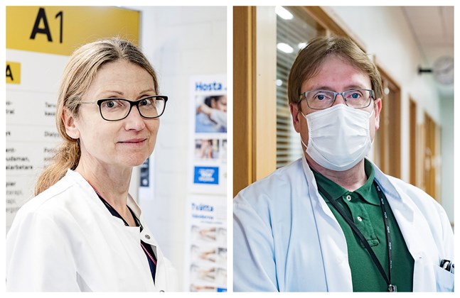 Smittskyddsläkare Johanna Gripenberg på Social och hälsovårdsverket i Jakobstad och infektionsöverläkare Marko Rahkonen på Soite i Karleby prisas båda av presidenten på självständighetsdagen.