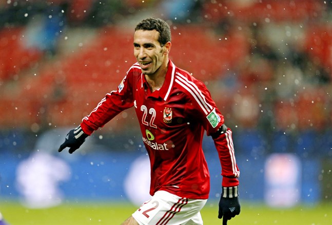 Mohamed Aboutrika firar ett mål för sitt tidigare klubblag Al-Ahly.