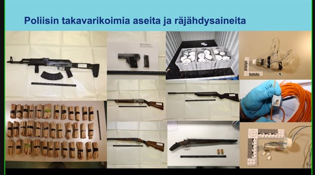 Polisen har tagit vapen och sprängämnen i beslag.