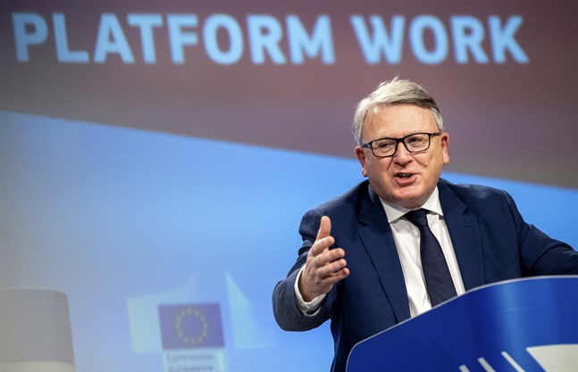 EU:s arbetsmarknadskommissionär Nicolas Schmit vill ha regler för vem som är anställd eller egenanställd i plattformsekonomin.