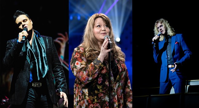 Henrik Åberg, Heléne Nyberg och Philip Järvenpää bjuder upp till sång i en av konserterna.