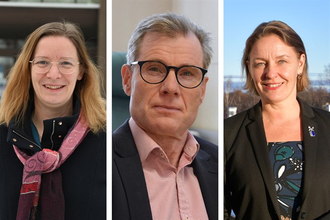 Mikaela Björklund och Esa Högnäsbacka kan glädjas över positiva befolkningssiffror och Mila Segervall över att tappet blev betydligt lägre.