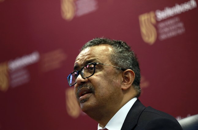 Världshälsoorganisationens generaldirektör Tedros Adhanom Ghebreyesus i Sydafrika.