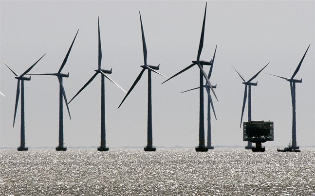 Vindkraftverk på Lillgrund i Öresund i Sverige.