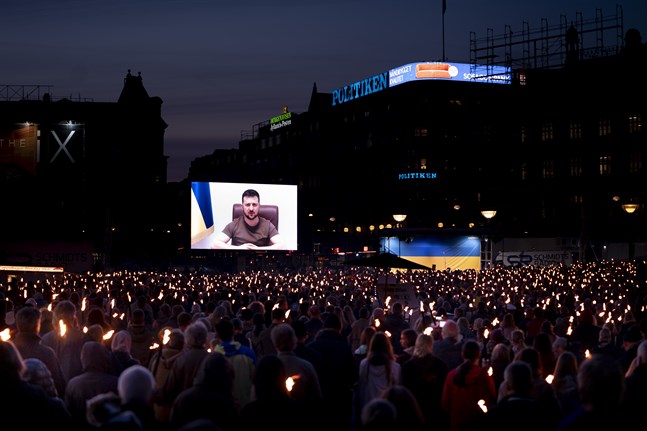 Ukrainas president Volodymyr Zelenskyj talade till det danska folket.