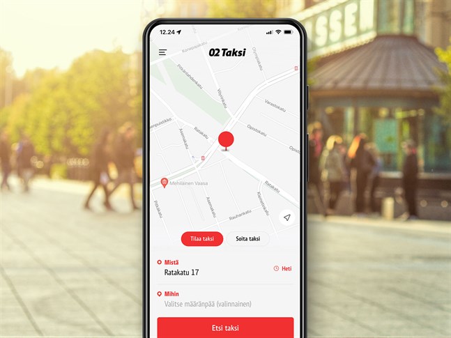 Med appen "02 Taksi" kan Taxi Vaasas kunder beställa en taxi dygnet runt. Appen finns även på svenska.