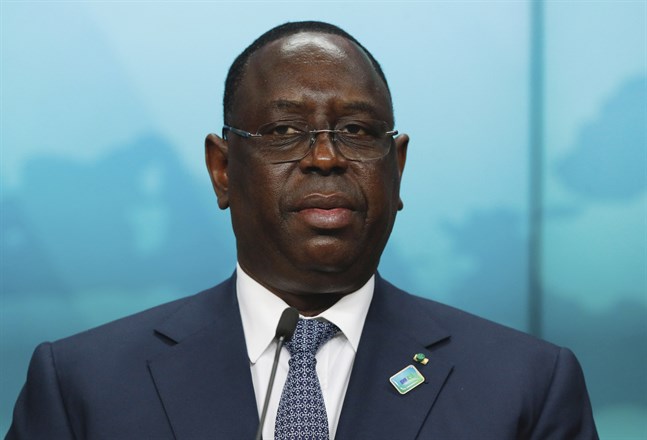 Senegals president Macky Sall, här i Bryssel i februari. Arkivbild.