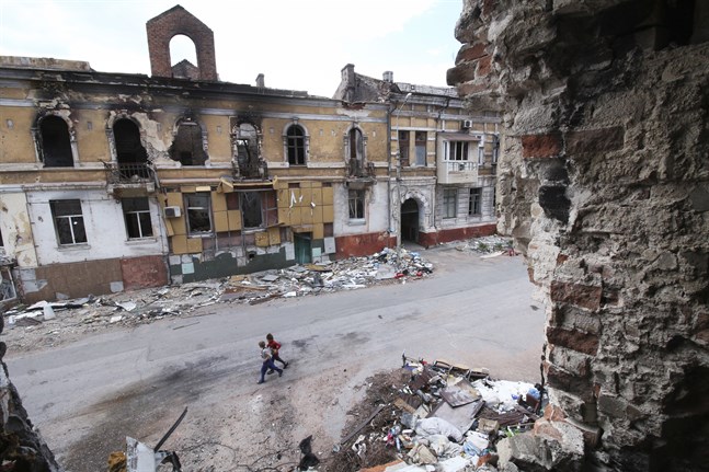 Förstörelse i Mariupol i Donbass.