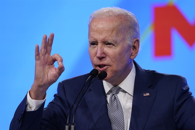 President Joe Biden i samband med sitt tal i Philadelphia.