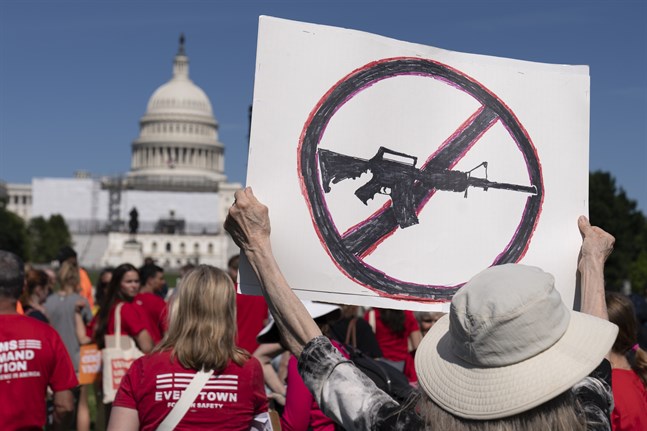 En demonstration i huvudstaden Washington med krav på striktare vapenlagar. Arkivbild.
