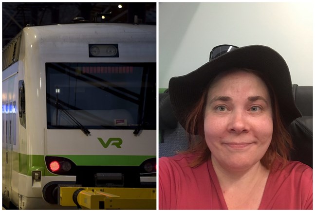 Pia Spandauw berättar att passagerarna sitter fast mitt i skogen.