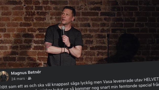 Den svenska prisbelönta komikern Magnus Betnér besökte Österbotten i mars.