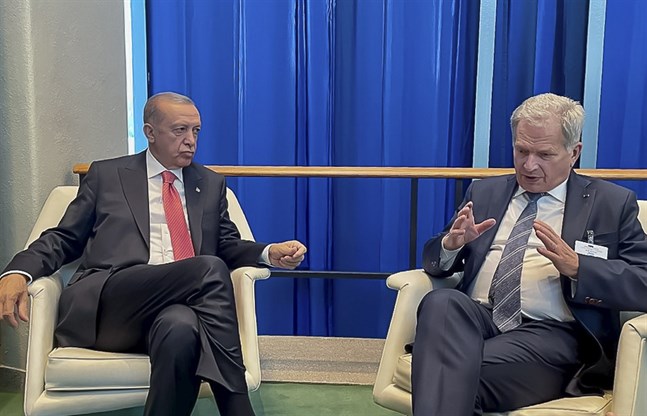 President Sauli Niinistö möte med Turkiets president Recep Tayyip Erdogan under FN:s generalförsamling i New York.