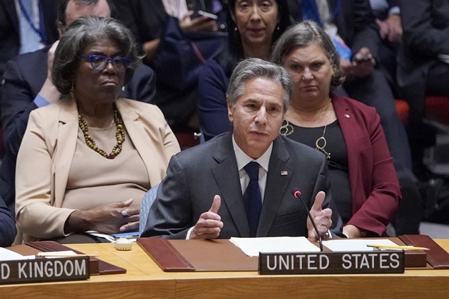 USA:s utrikesminister Antony Blinken talar i FN:s säkerhetsråd om läget i Ukraina.